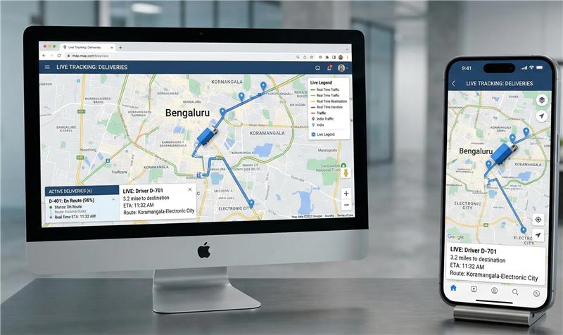 Live map showing agents on route across India